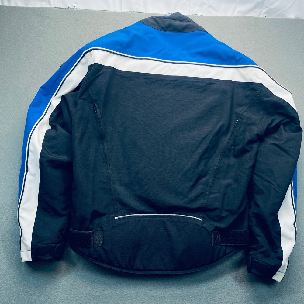 Men Motorcycle Jacket Textile Blue White Riding Gear Sportbike First Racing M - Picture 2 of 8